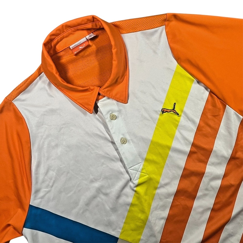 Puma Duo Swing Golf Polo Shirt Men's M Colorful Lightweight Preppy Athleisure